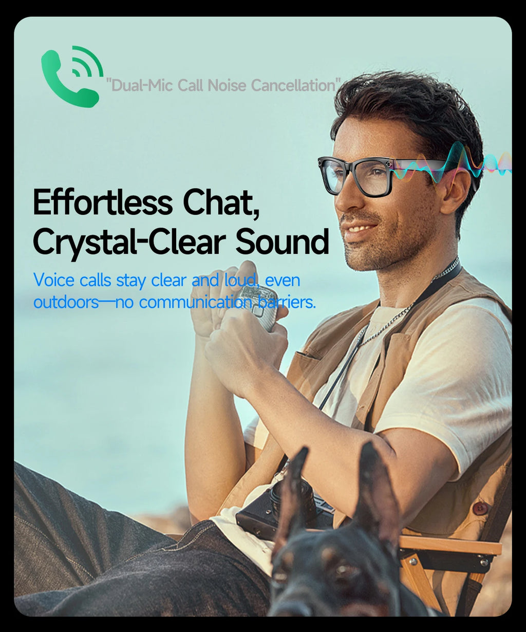 All-in-One Smart Glasses: Camera, Music, AI & Translation