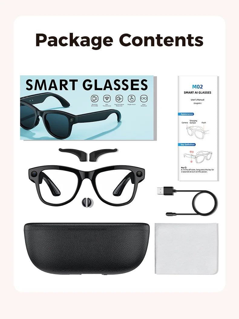 GUHUAVMI M02 AI Smart Glasses – Dual Lens, Bluetooth, AR & Voice Assistant