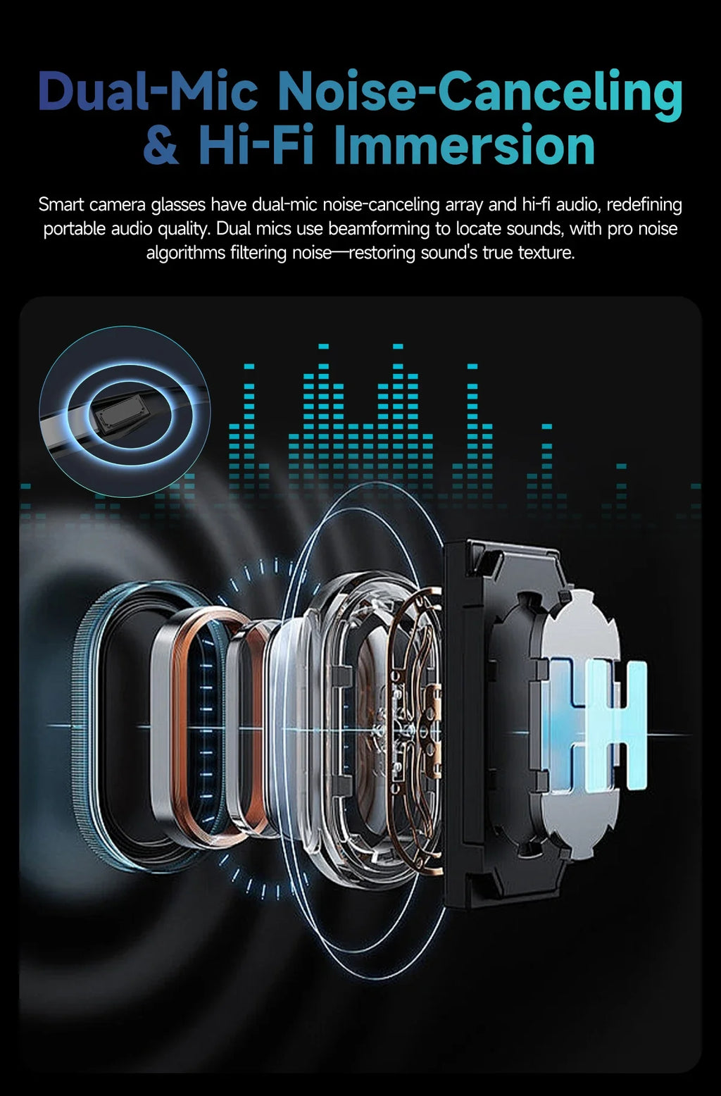 All-in-One Smart Glasses: Camera, Music, AI & Translation