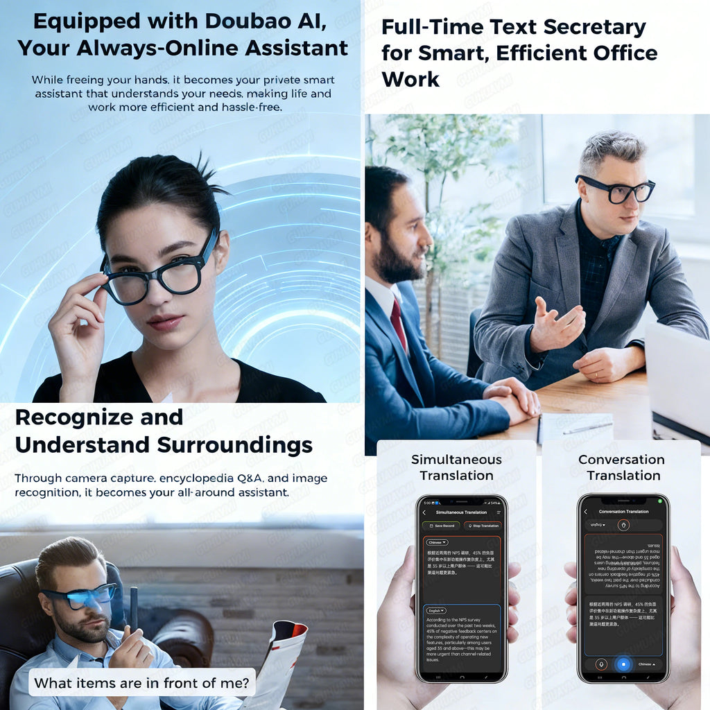 GUHUAVMI M02 AI Smart Glasses – Dual Lens, Bluetooth, AR & Voice Assistant