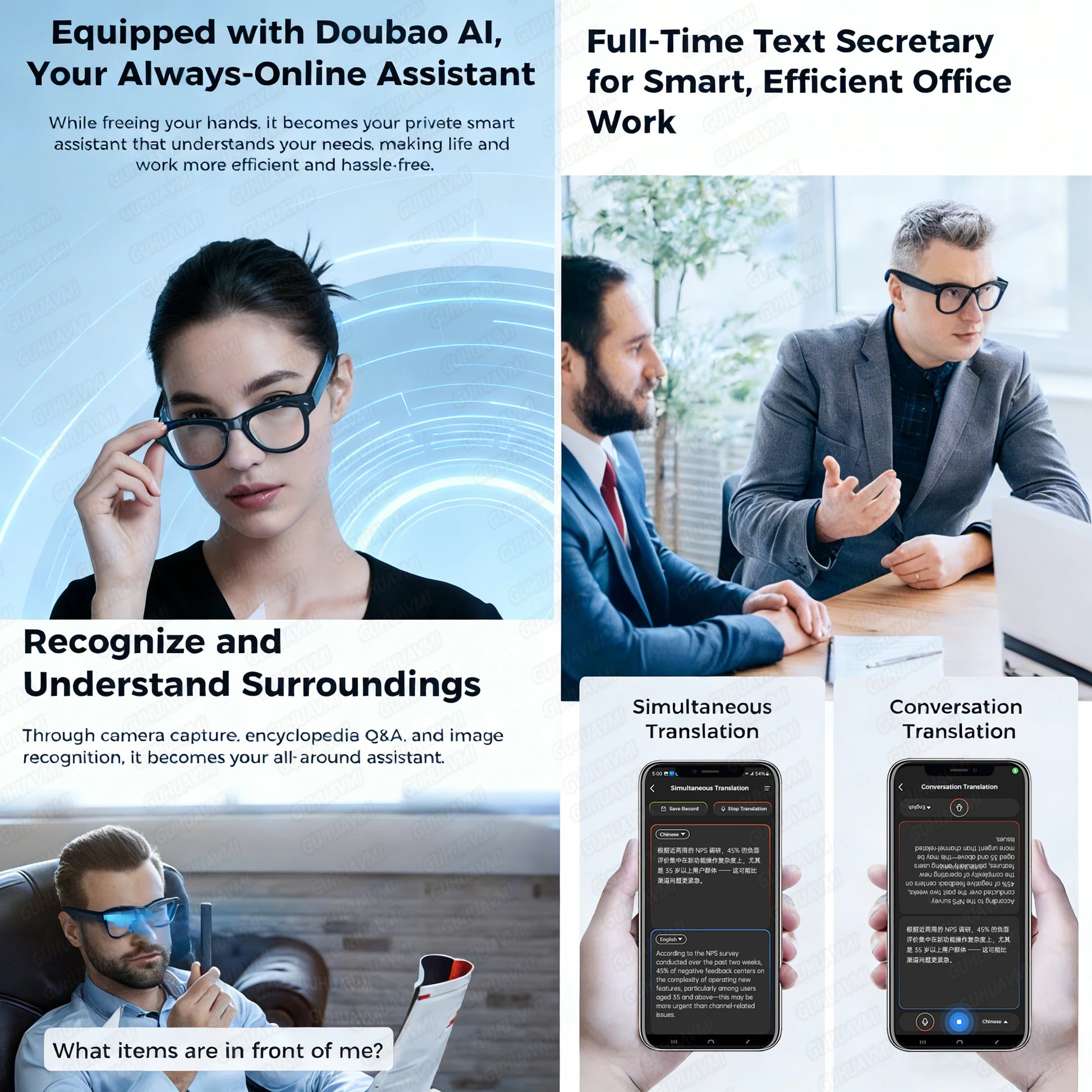 GUHUAVMI M02 AI Smart Glasses – Dual Lens, Bluetooth, AR & Voice Assistant