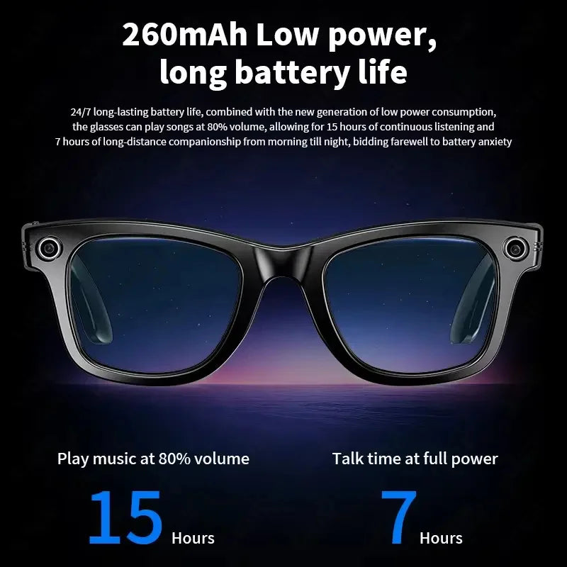 All-in-One Smart Glasses: Camera, Music, AI & Translation
