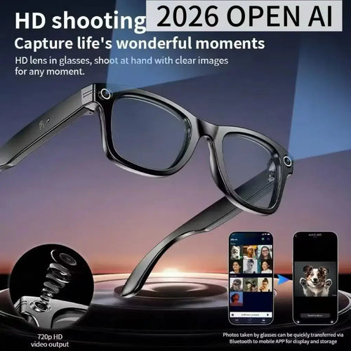 All-in-One Smart Glasses: Camera, Music, AI & Translation